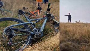 Cyclists confronted by councillor on British Camp, Malvern Hills (supplied)