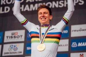 Tadej Pogačar wins the 2024 world road race championships, Zurich (Zac Williams/SWpix.com)