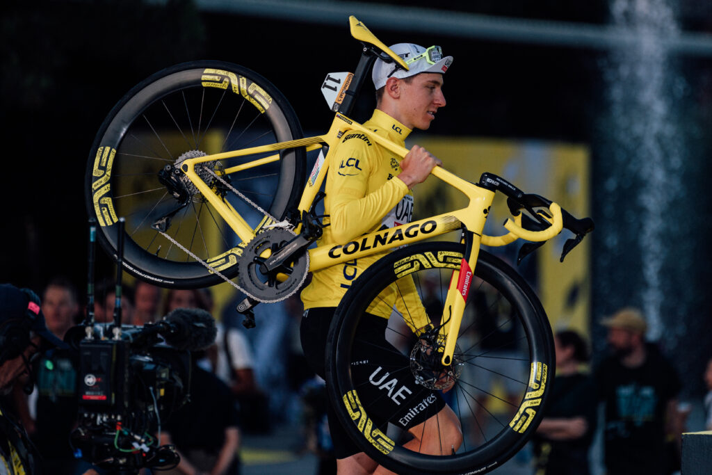 2024 Tour de France Tadej Pogacar yellow bike Zac Williams/SWpix.com