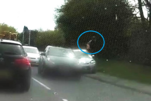 Cyclist flung over car by driver on pavement