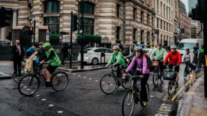 Cyclists in London (image: Tomek Baginski on Unsplash)