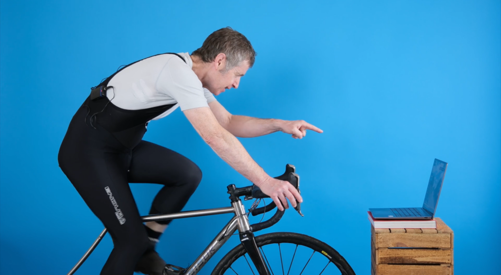 2024 Rouvy indoor cycling beginner tony pointing
