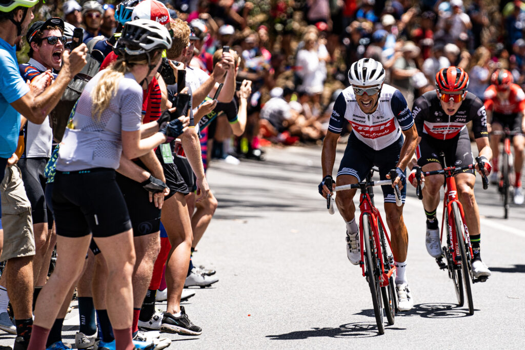Matt Holmes and Richie Porte, 2020 Tour Down Under (Zac Williams/SWpix.com)