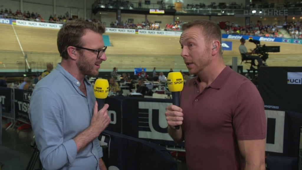 Sir Chris Hoy, 2022 world track championships (screenshot – BBC Three)