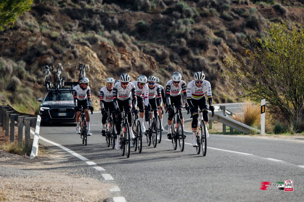 UAE Team Emirates and Tadej Pogacar during winter training, 2024