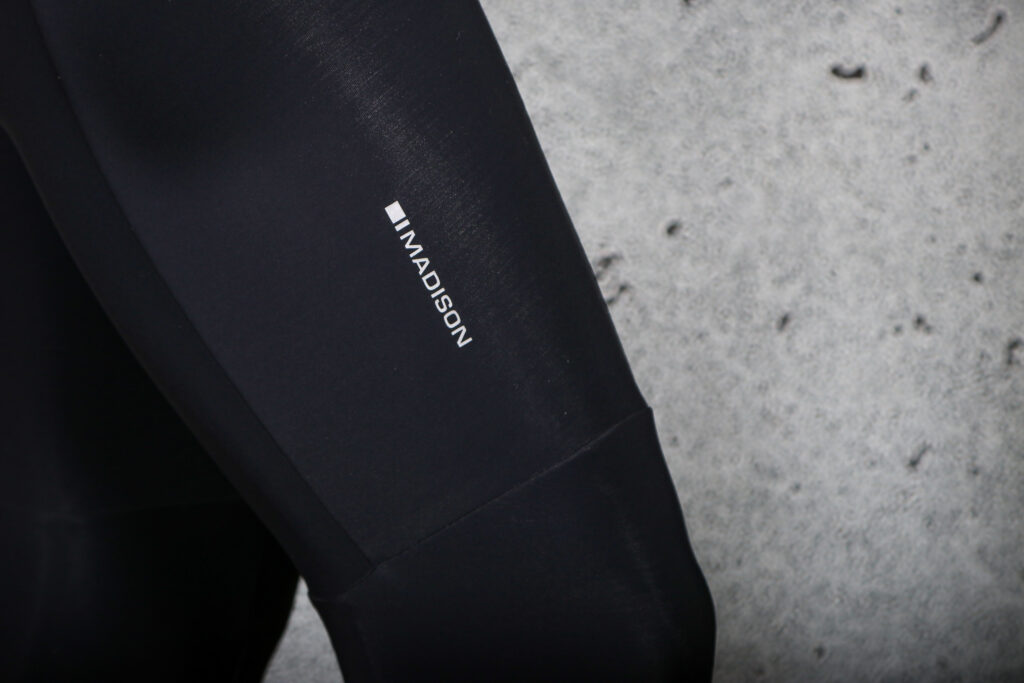2024 Madison DTE Men’s Thermal Bib Tights With EIT Pad – leg logo detail.jpg