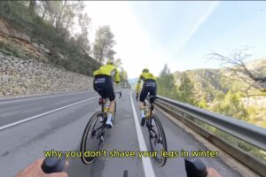 Jonas Vinegaard on training ride in Spain (screenshot from Artem Shcherbyna’s video on Youtube)