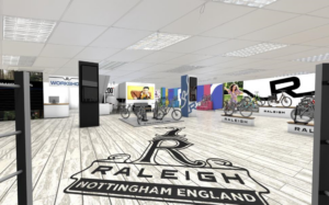 Raleigh logo at showroom