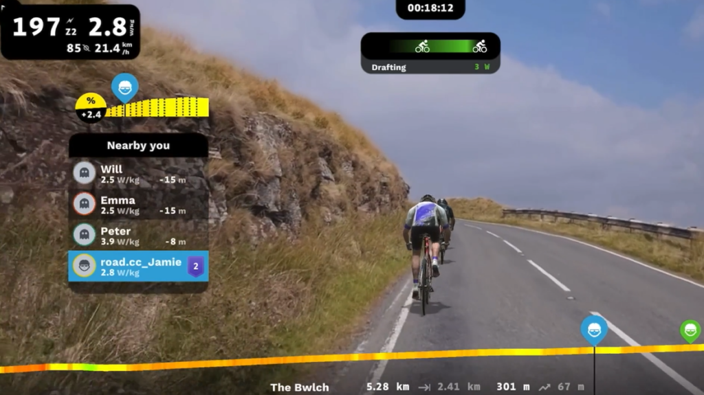 Rouvy vid Blwych climb