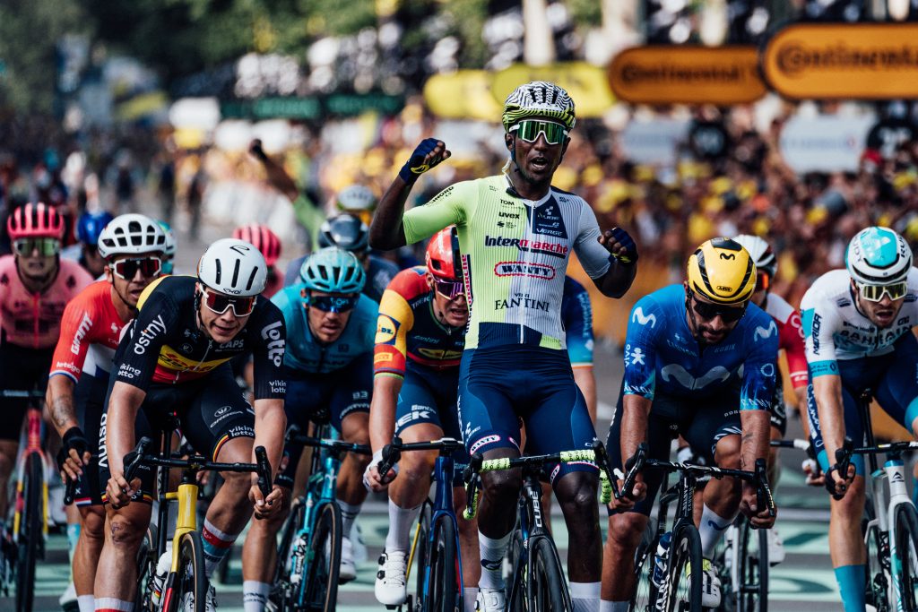 2024 Tour de France stage three sprint finish won by Biniam Girmay (Zac Williams/SWpix.com)