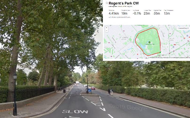 Regent&rsquo;s Park and Outer Circle Strava segment (Google Maps/Strava)