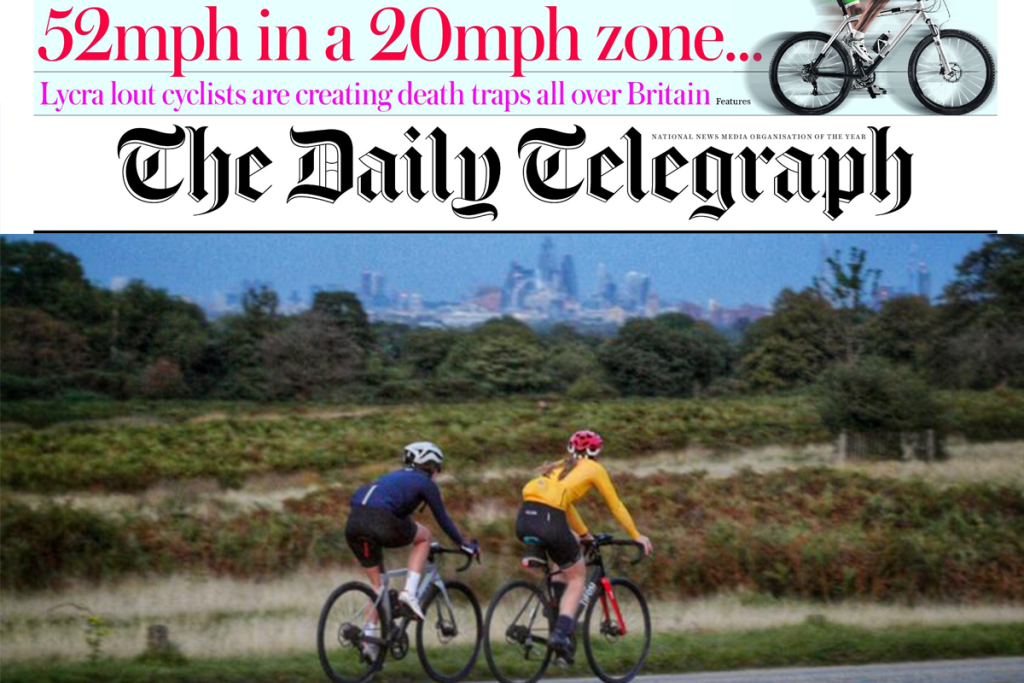 Telegraph front page/ cyclists in Richmond Park (Simon MacMichael/Telegraph)