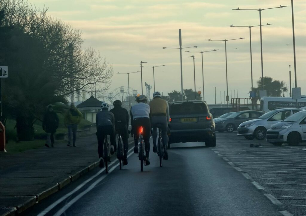 Cyclists perfectly legally riding on the road Facebook post