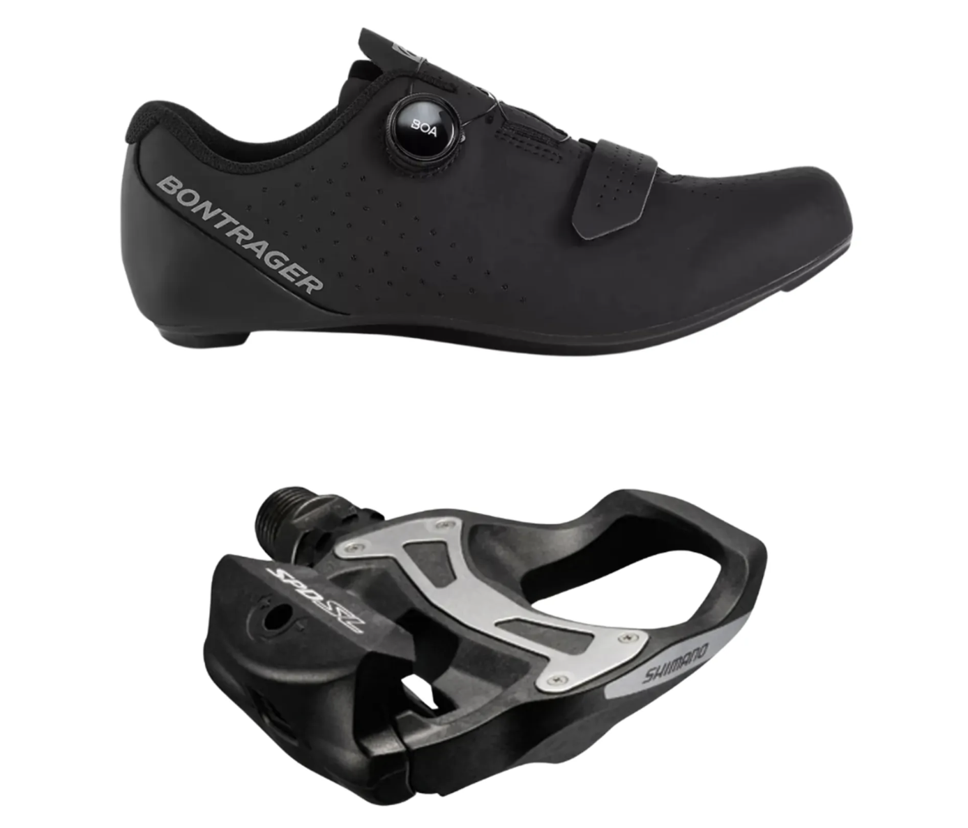 2026 Bontrager Circuit shoe in black with shimano spd-sl pedals