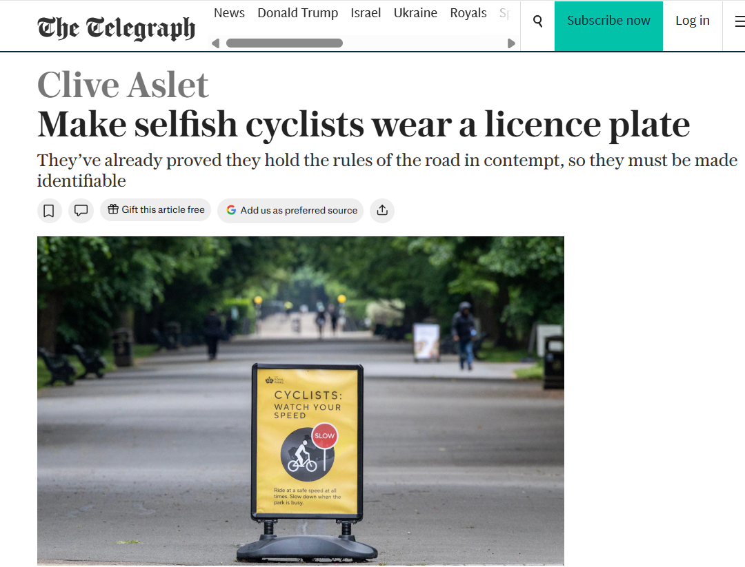 The Telegraph cycling column