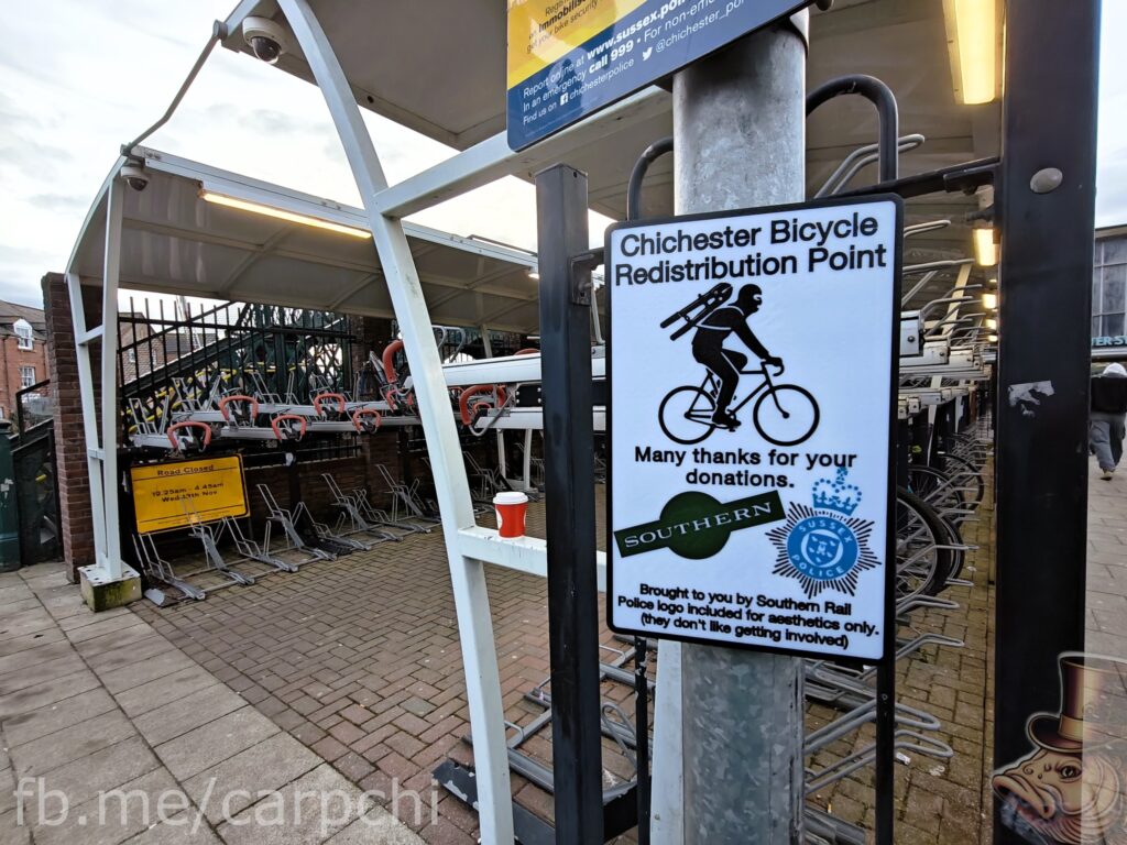 Chichester spoof bike theft sign