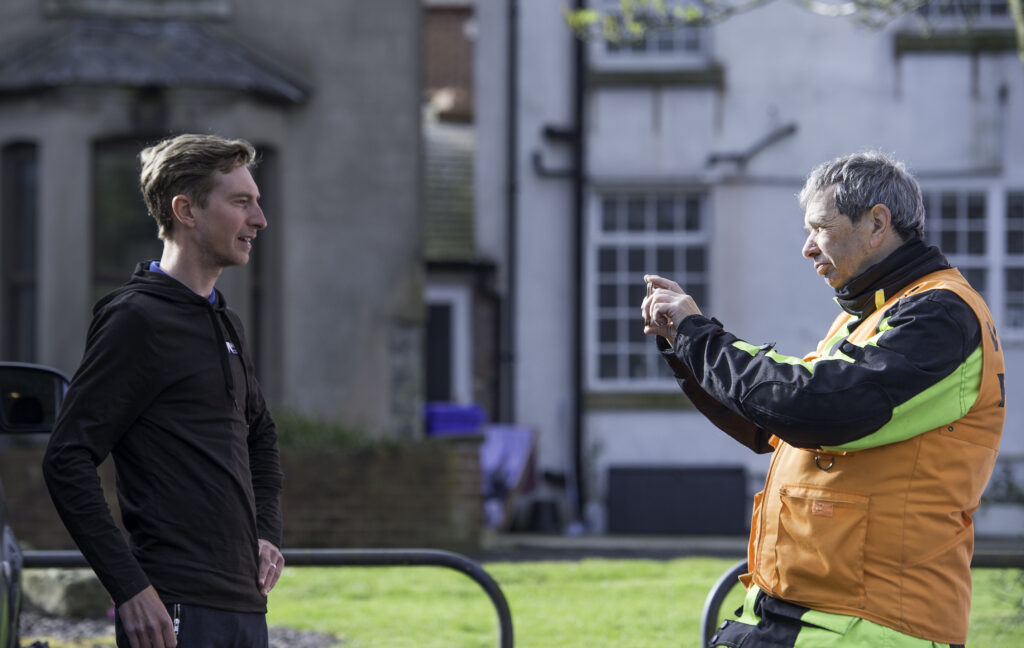 Larry Hickmott (right) at the 2017 Chorley Grand Prix