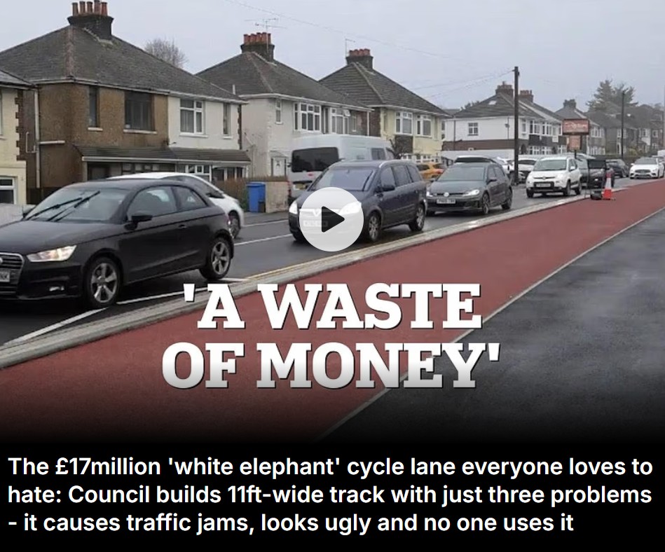 Daily Mail Poole cycle lane headline