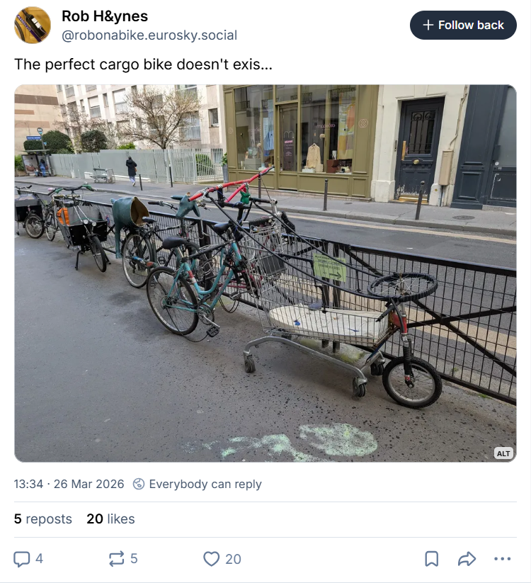 Cargo bike Bluesky post screenshot