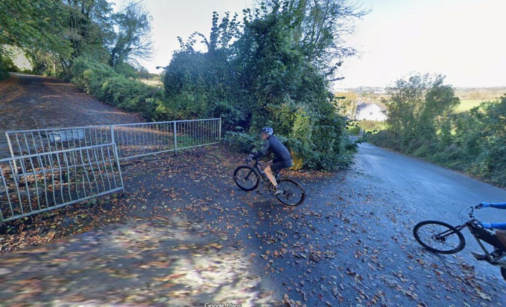 Two cyclists on Colesdown Hill, Plymstock