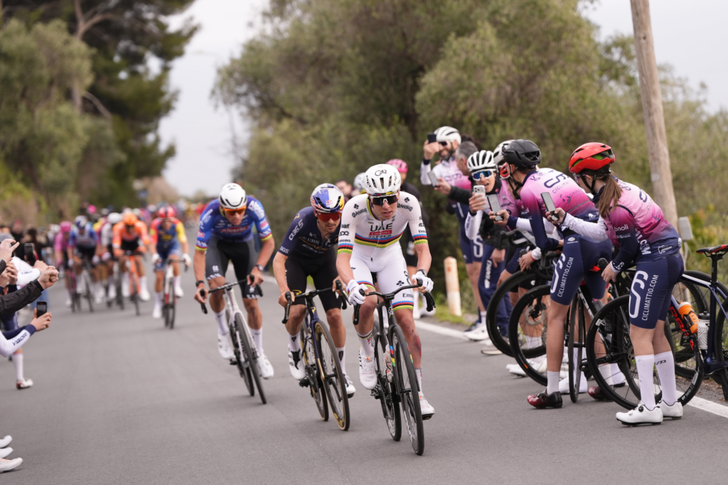 Tadej Pogačar, Tom Pidcock, and Mathieu van der Poel, Milan-San Remo 2026