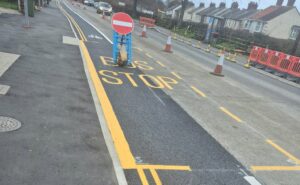 Bus stop on cycle lane on Middleton Road, Gorleston