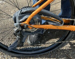 Inner tube caught in drivetrain