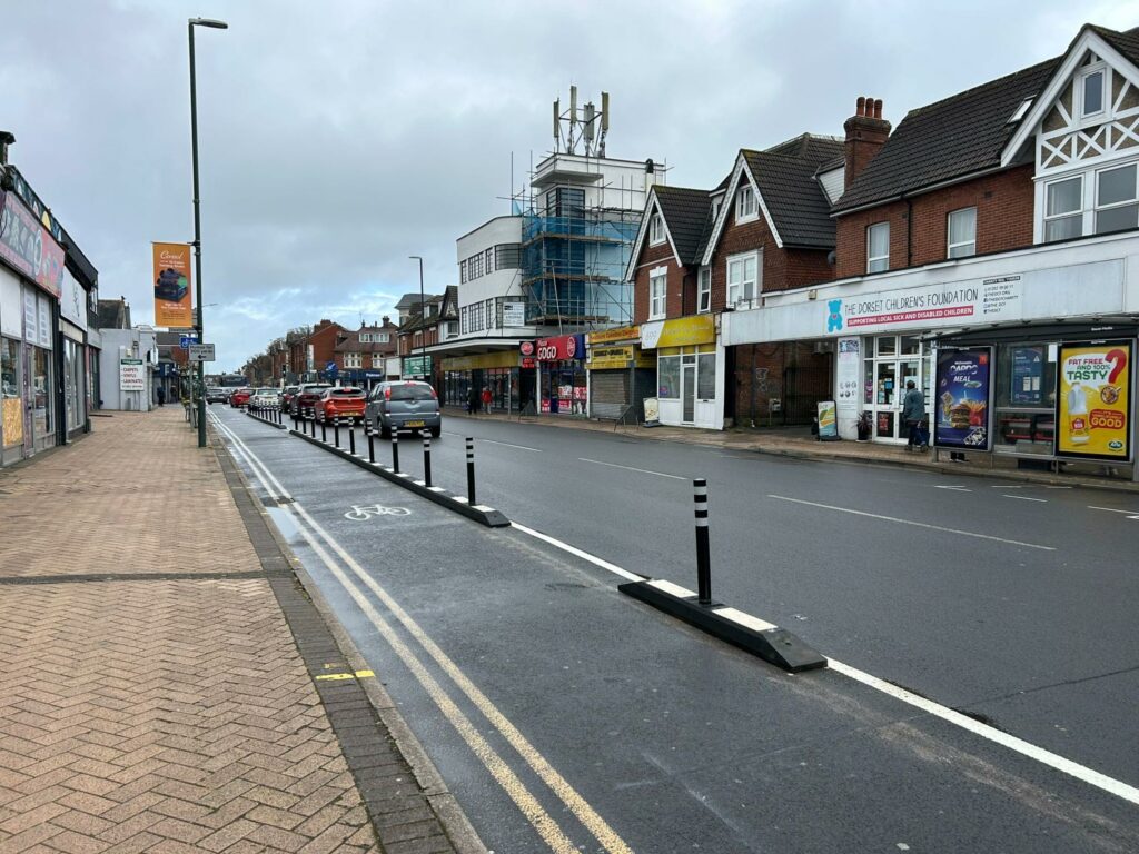 Boscombe cycle lane wands