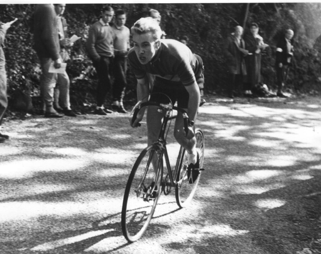 Karrimor founder Charles Parsons during a bike race