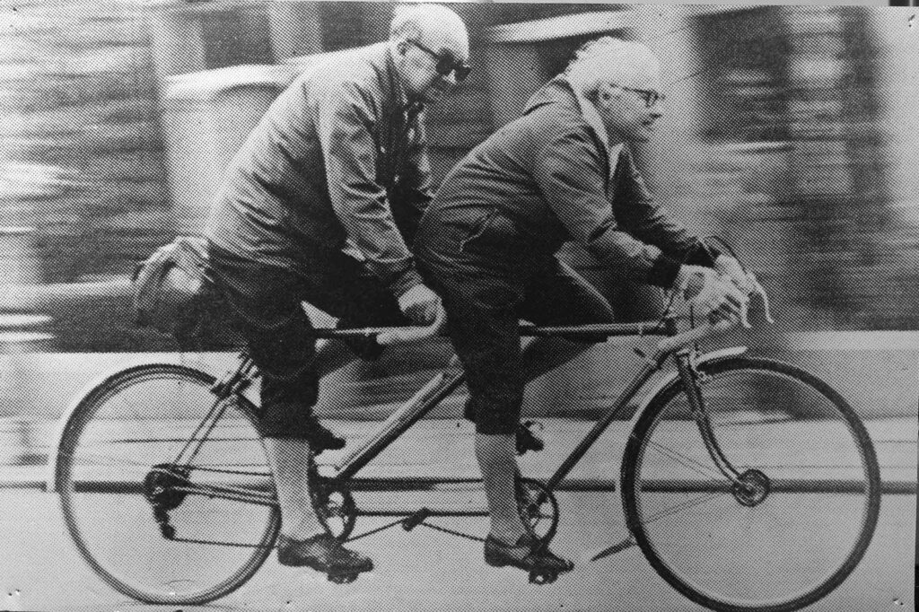 Charles and Mary Parsons on a tandem