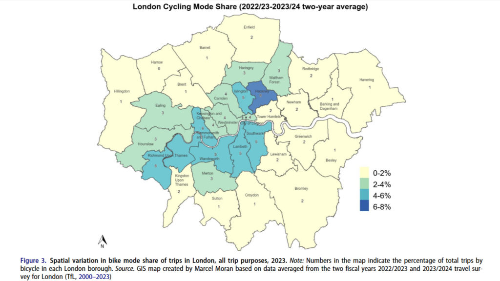 London Cycling mode share