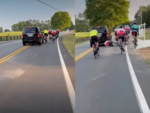 Cyclist knocked off by overtaking driver