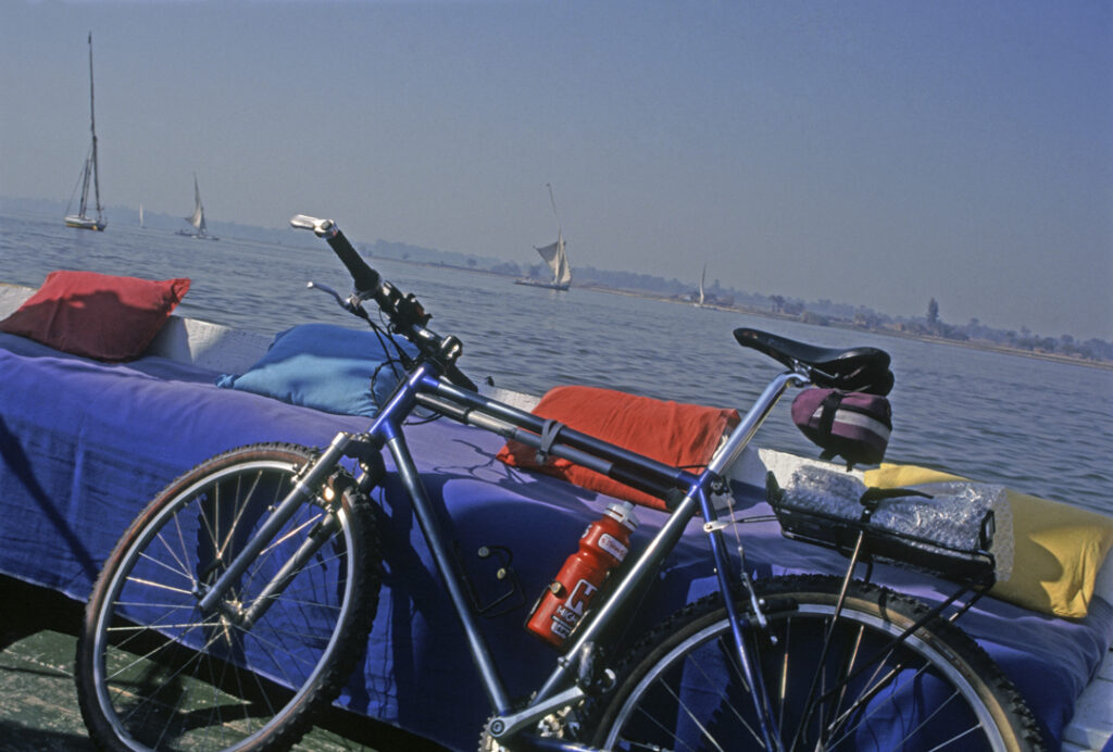 Luxor, Egypt. Crossing the Nile with a bike
