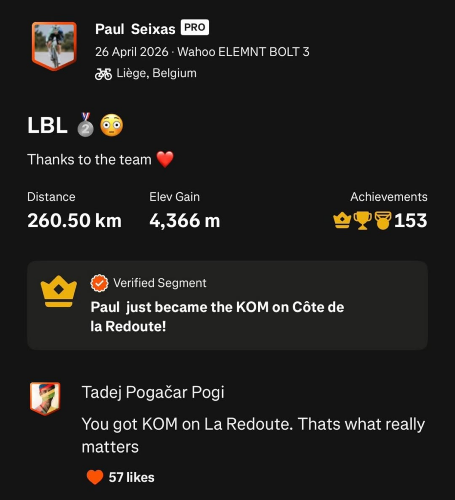 Paul Seixas Strava screenshot