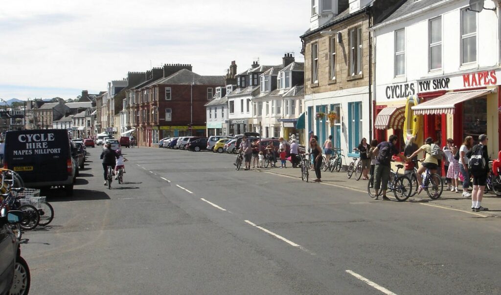 Cyclists in Millport, Cumbrae