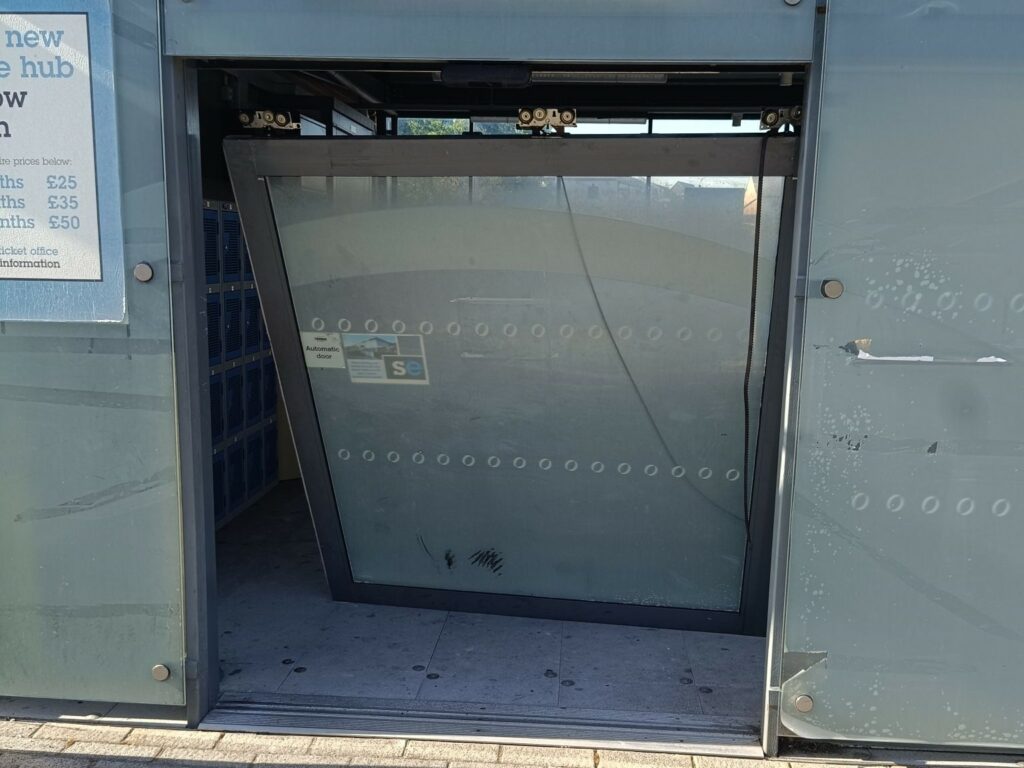 Damage to Gravesend railway station cycle hub main