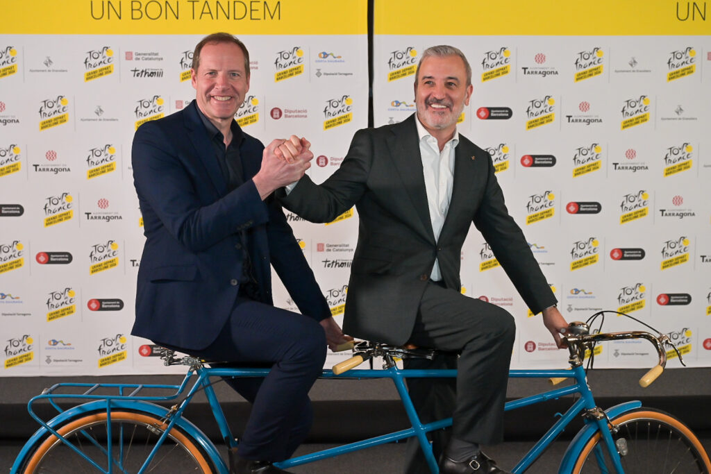 Tour de France 2026 - Conf&eacute;rence Grand D&eacute;part Barcelone 2026 - PRUDHOMME Christian et COLLBONI Jaume (Maire de Barcelone)
