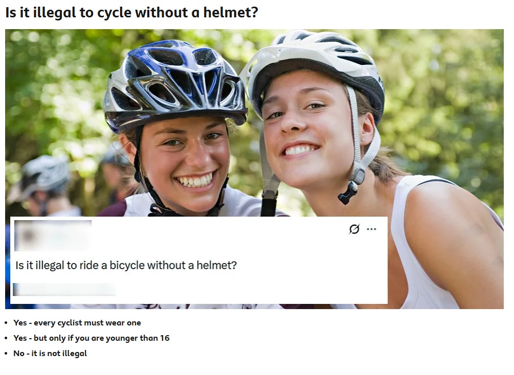 BBC Bitesize helmet question