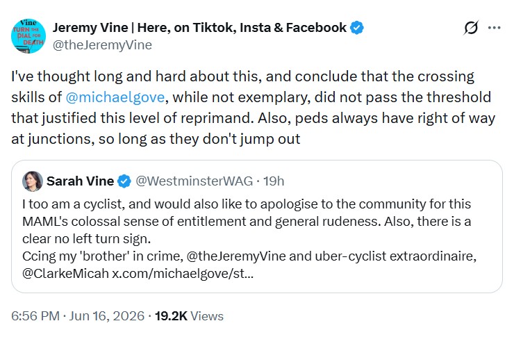 Jeremy Vine tweet screenshot, 16 June 2026