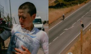 Lael Wilcox riding in Spain during Around the World record attempt