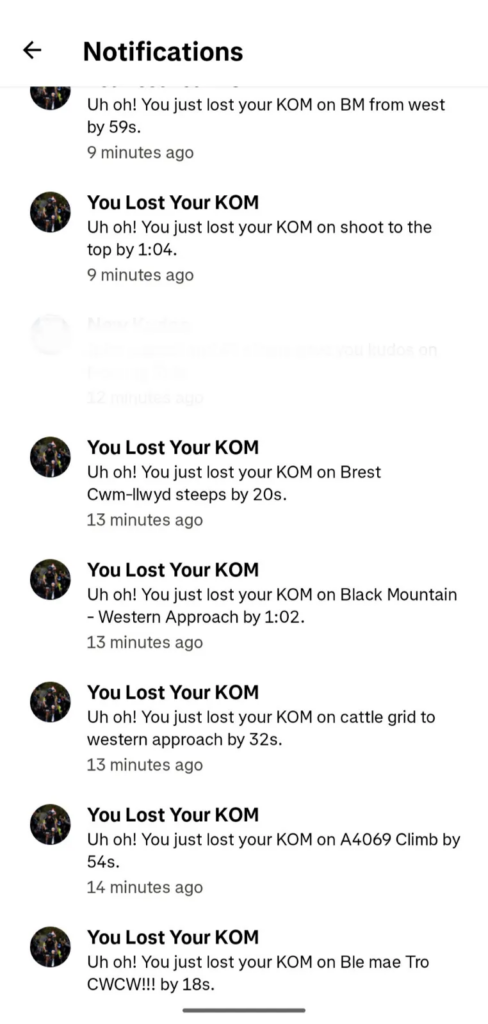 Andrew Feather Strava KOMs