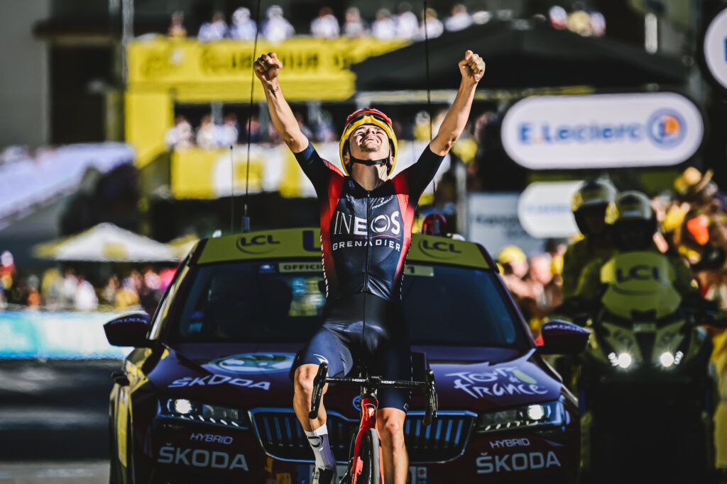2022 Tour de France Tom Pidcock winning on Alpe d'Huez