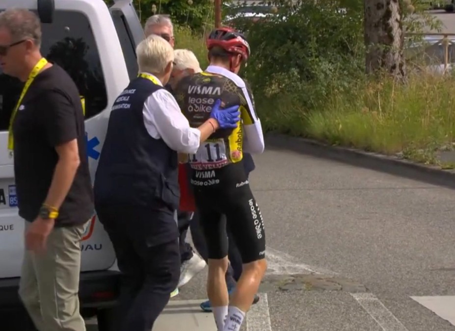 Two-time winner Jonas Vingegaard crashes out of Tour de France