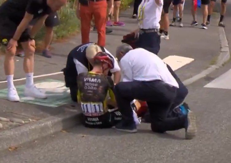 Was Jonas Vingegaard’s Tour de France-ending crash caused by drug testers waking him up at 2am? Tadej Pogačar thinks so