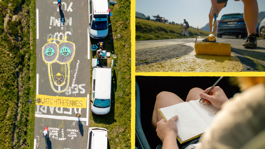 Skoda modifying penis drawings at the 2026 Tour de France