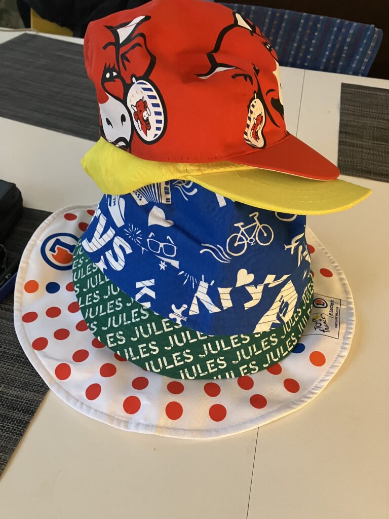 Callum's hat haul from the 2025 Grand Depart