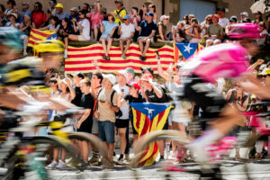 The Tour de France peloton passes through Vic, Catalonia, stage three, 2026 Tour de France