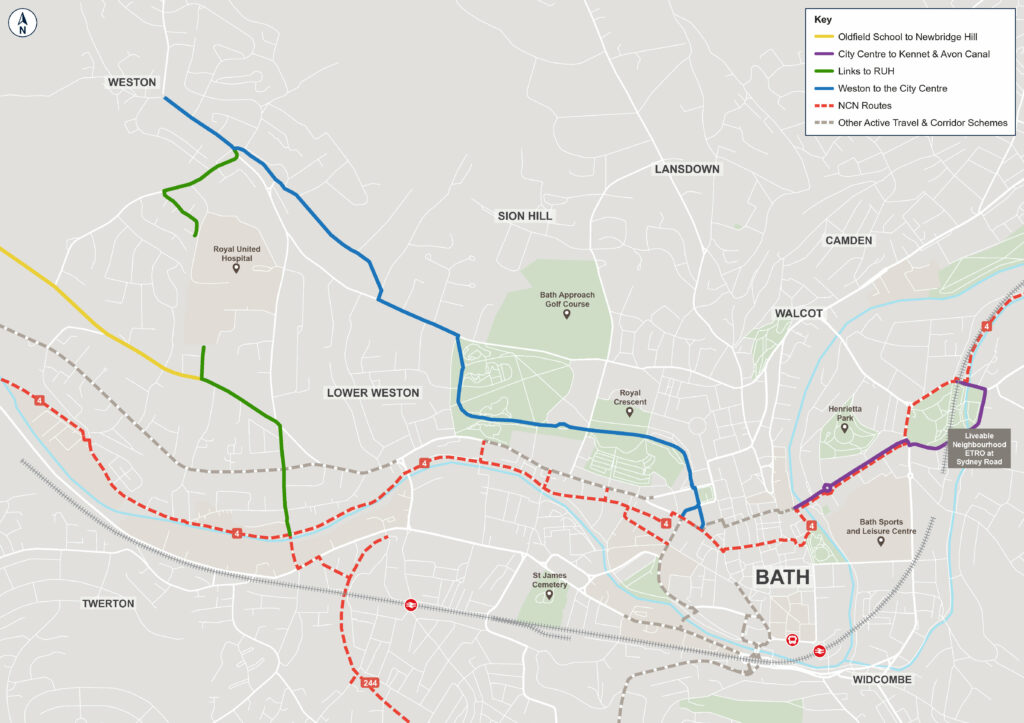 Bath Walking, Wheeling and Cycling Links map