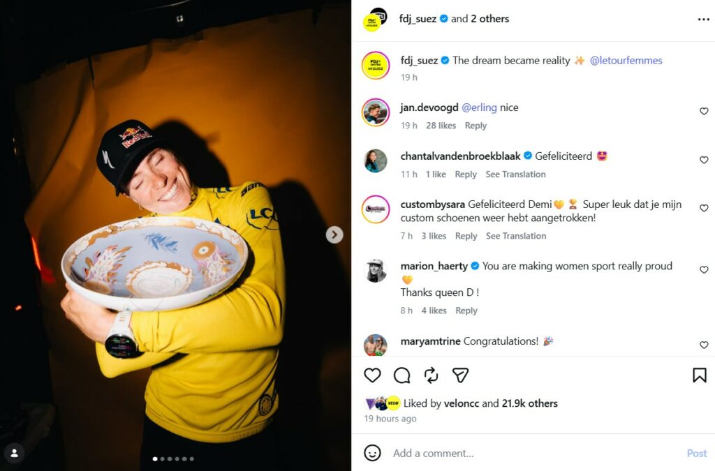Demi Vollering Instagram post screenshot
