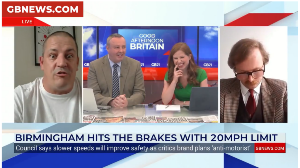 Camera cyclist Dave Sherry laughed at by GB News presenters for correctly pointing out speed limits do not apply to cyclists during 20mph ‘debate’